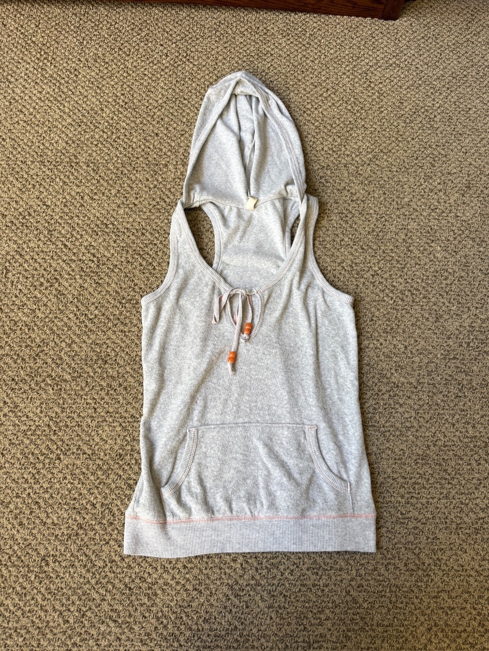 grey vintage Old Navy y2k hooded tank top with orange accent beads